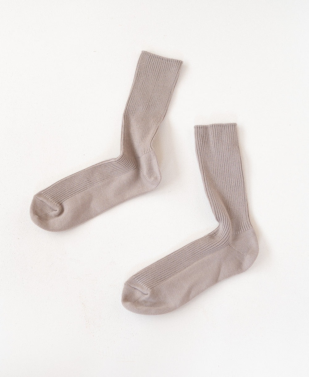 しっかり厚手の細リブ靴下【オーガニックコットン】