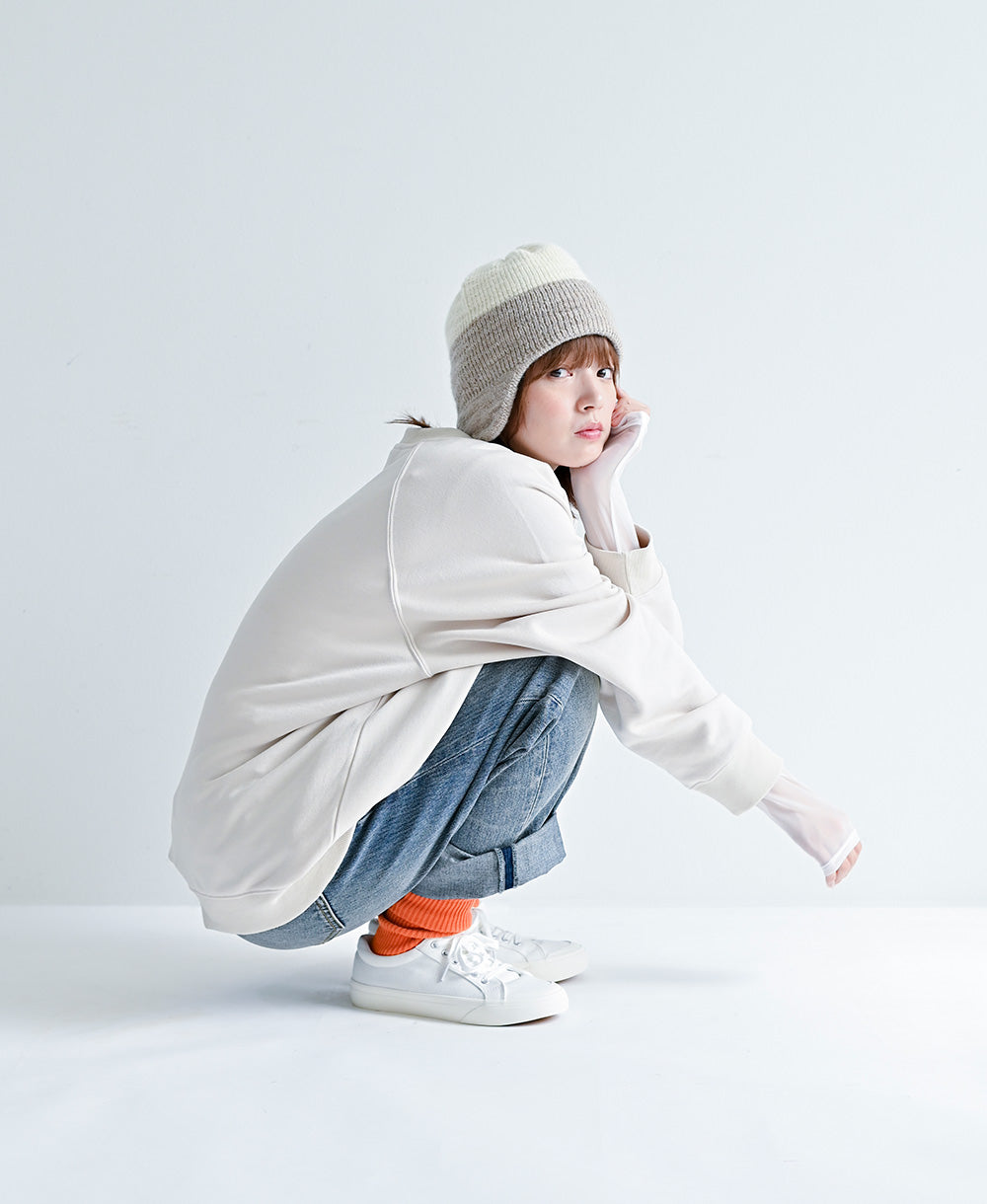 【裏地つき】耳当てつきニット帽【スラブウール】