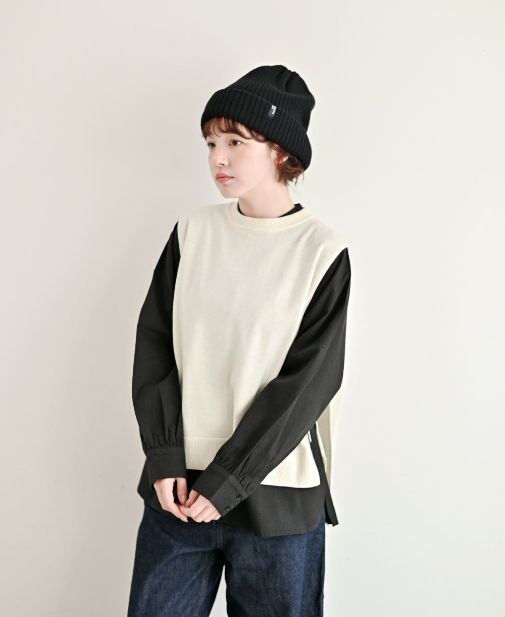 【裏地つき】しっかり厚手のリブ編みワッチ【フレンチメリノ】