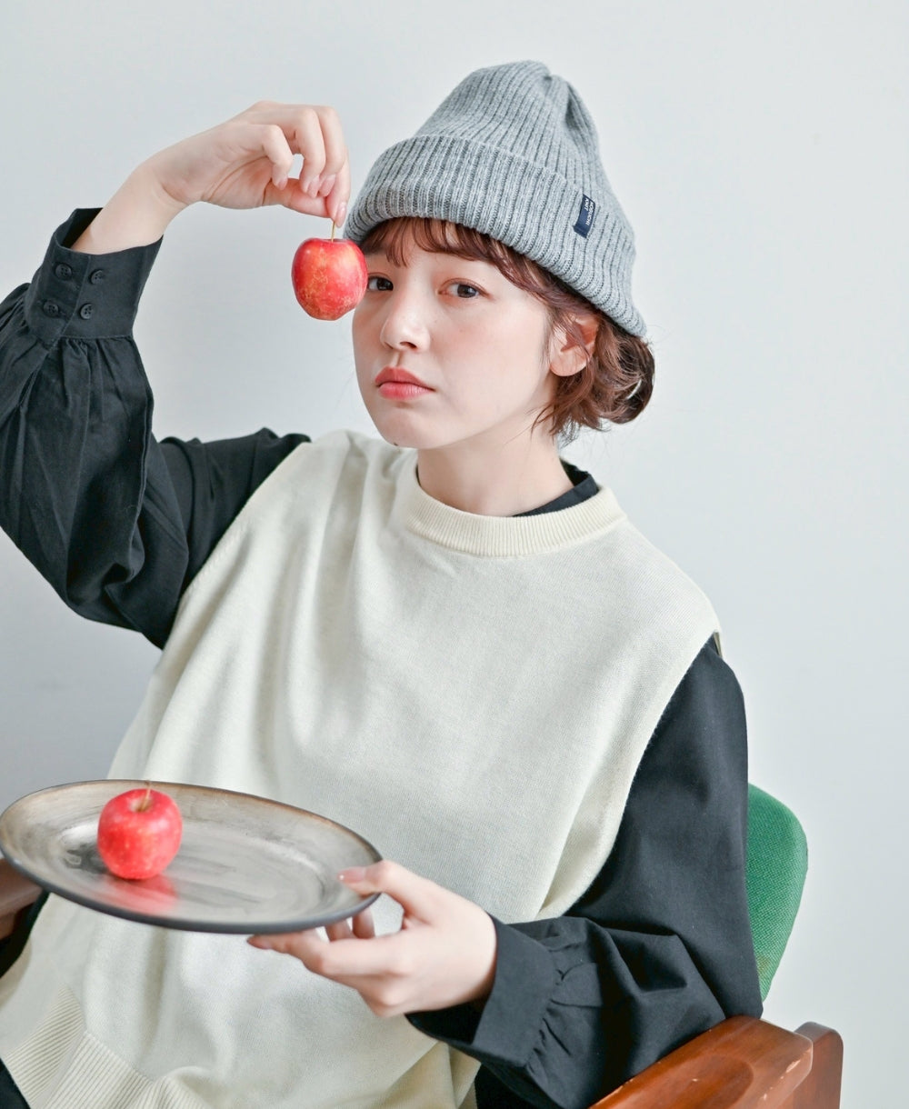 【裏地つき】しっかり厚手のリブ編みワッチ【フレンチメリノ】