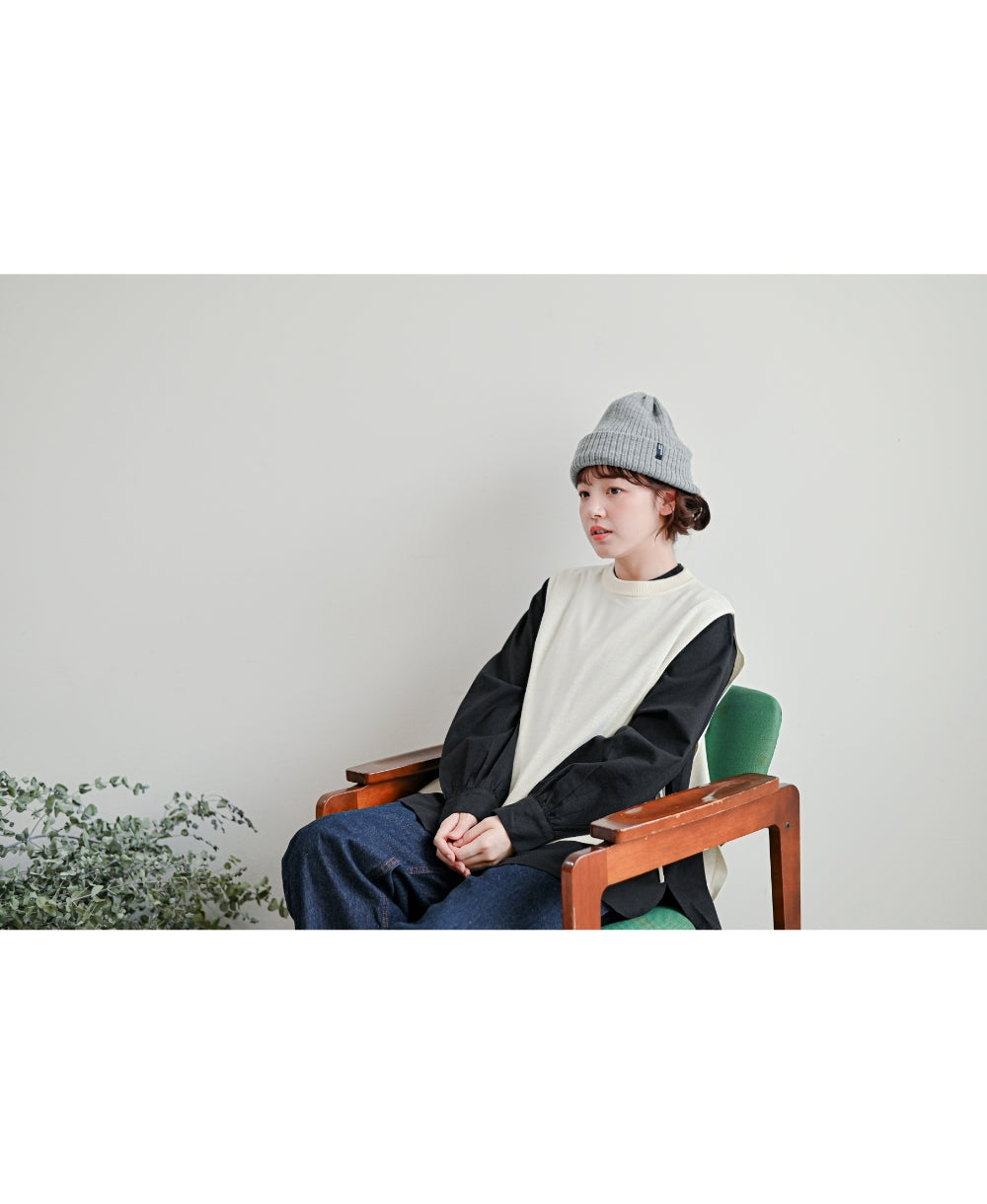 【裏地つき】しっかり厚手のリブ編みワッチ【フレンチメリノ】