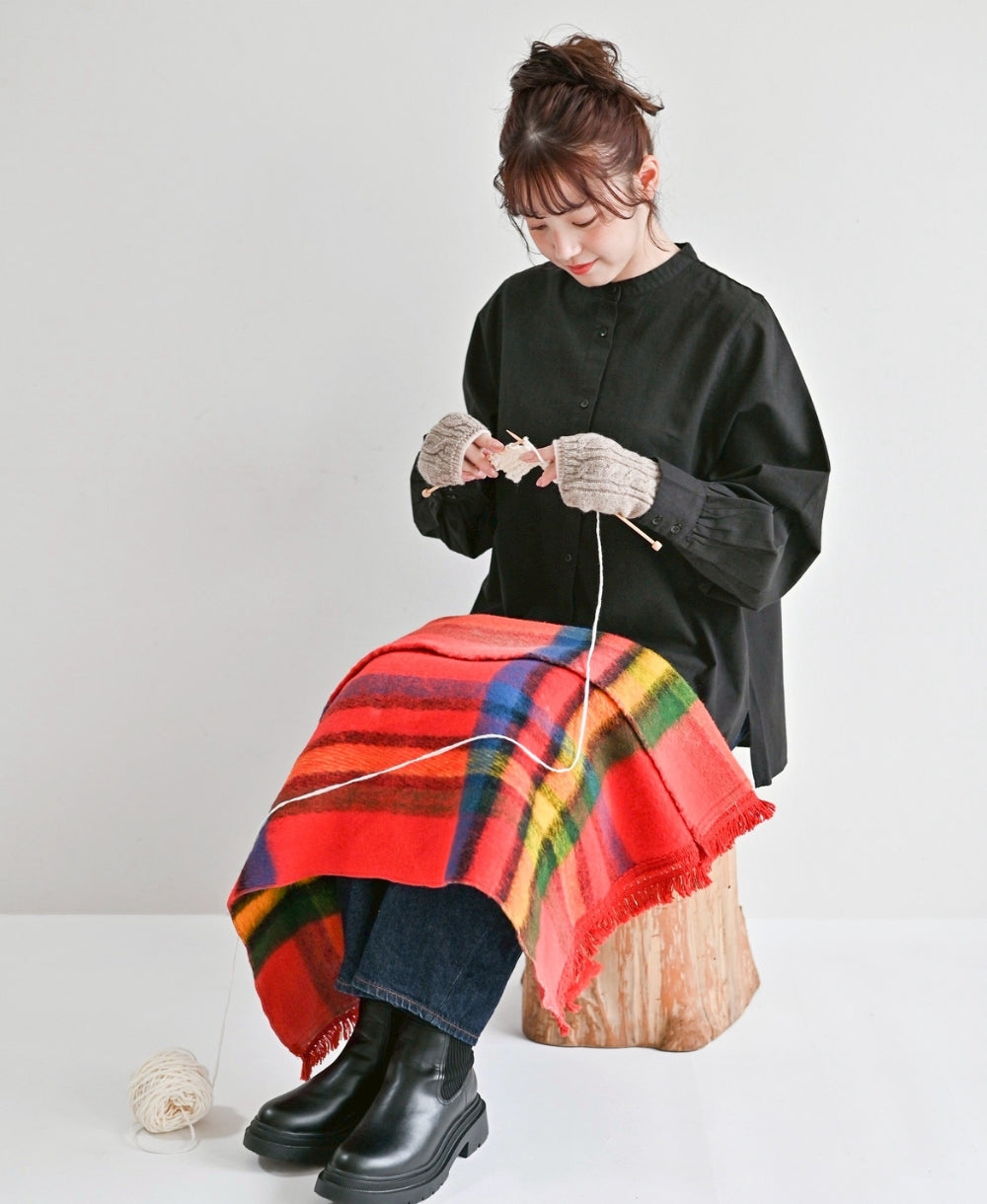 紡毛ウールの重ねミトン【最高級メリノウールの裏地つき】