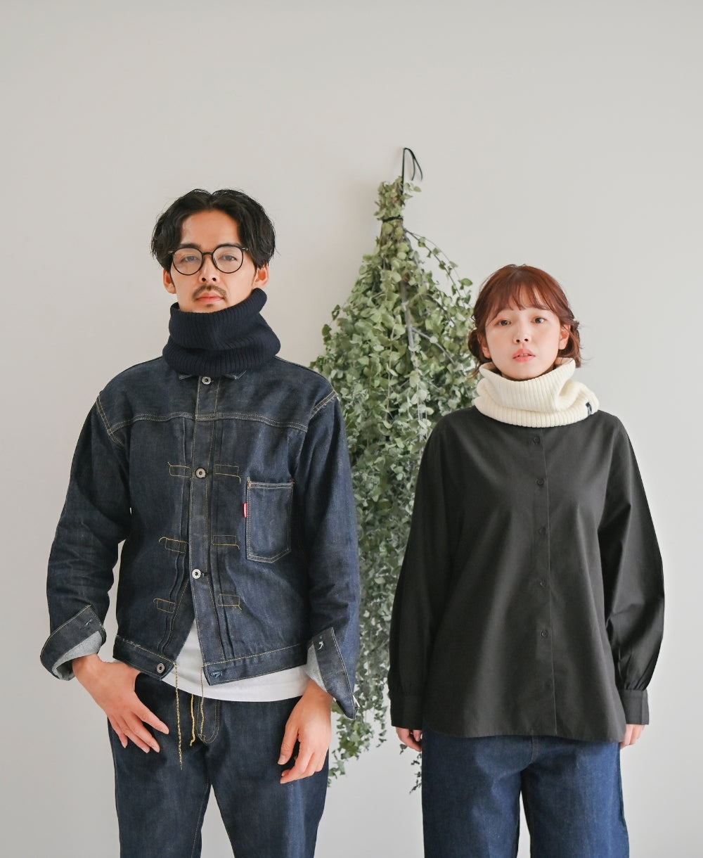 【裏地つき】しっかり厚手のリブ編みネック【フレンチメリノ】