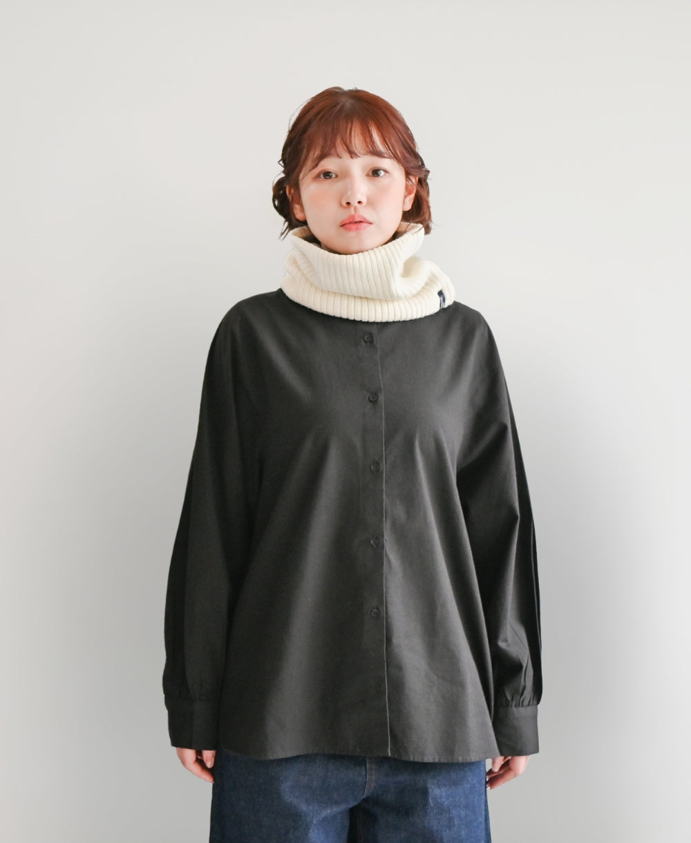 【裏地つき】しっかり厚手のリブ編みネック【フレンチメリノ】