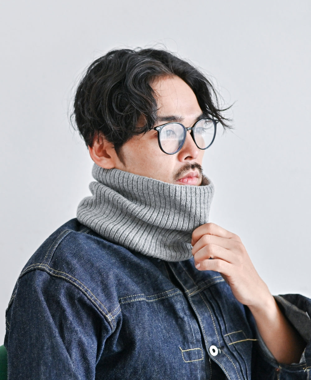 【裏地つき】しっかり厚手のリブ編みネック【フレンチメリノ】