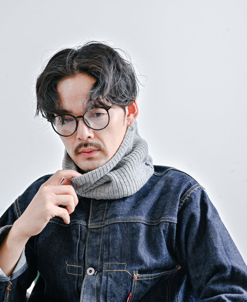 【裏地つき】しっかり厚手のリブ編みネック【フレンチメリノ】