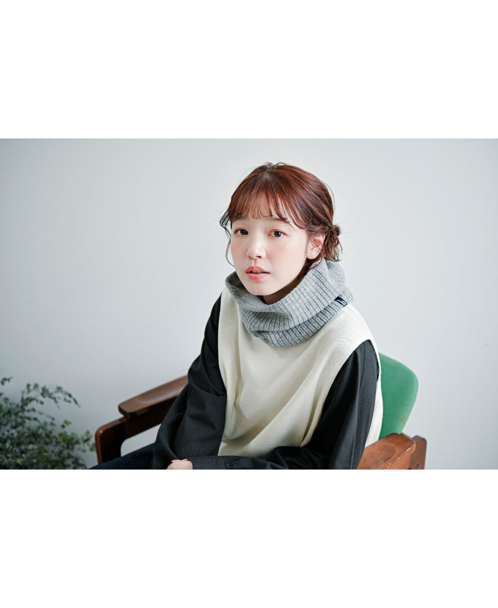 【裏地つき】しっかり厚手のリブ編みネック【フレンチメリノ】