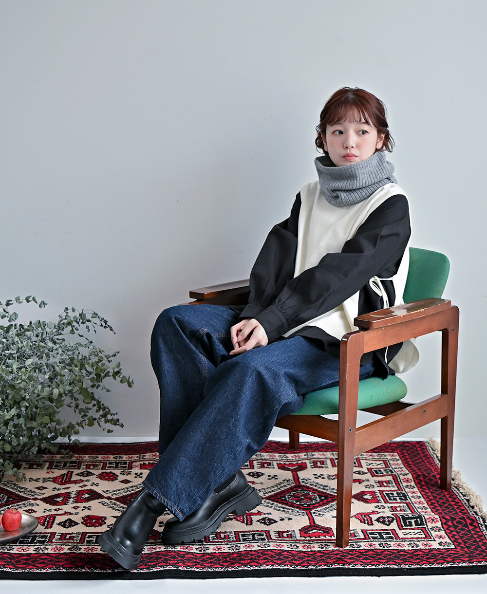 【裏地つき】アルル地方のぽかぽかリブネック【フレンチメリノ】