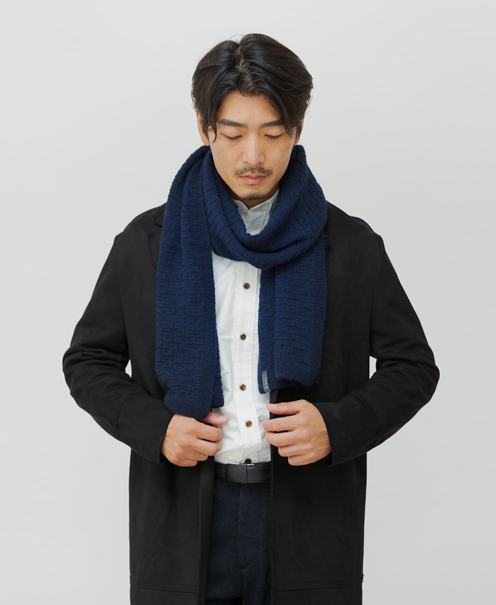 レンガ模様のマフラー【アンゴラ混】