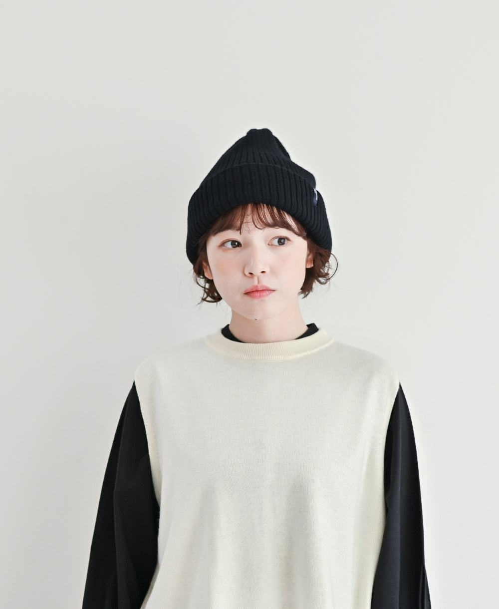 【裏地つき】しっかり厚手のリブ編みワッチ【フレンチメリノ】