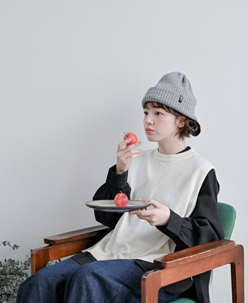 【裏地つき】しっかり厚手のリブ編みワッチ【フレンチメリノ】