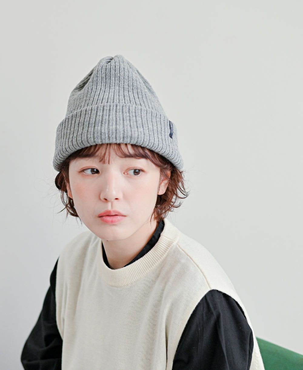 【裏地つき】しっかり厚手のリブ編みワッチ【フレンチメリノ】