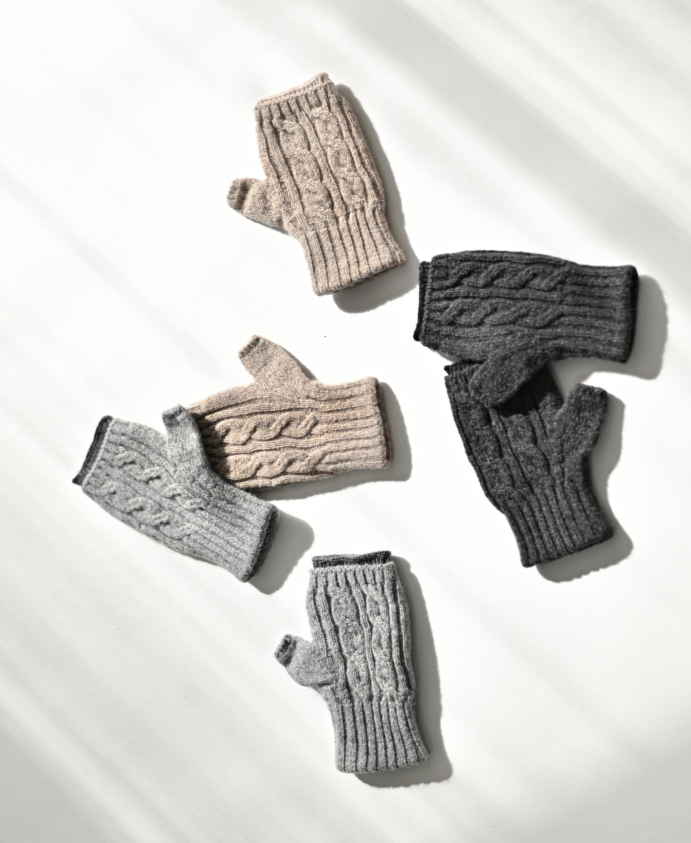 紡毛ウールの重ねミトン【最高級メリノウールの裏地つき】