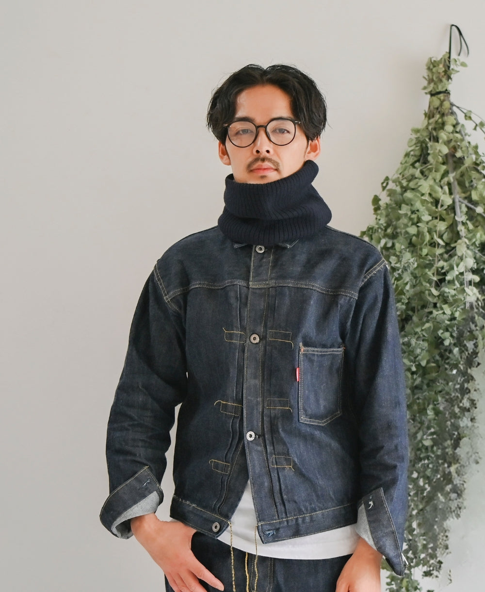 【裏地つき】しっかり厚手のリブ編みネック【フレンチメリノ】