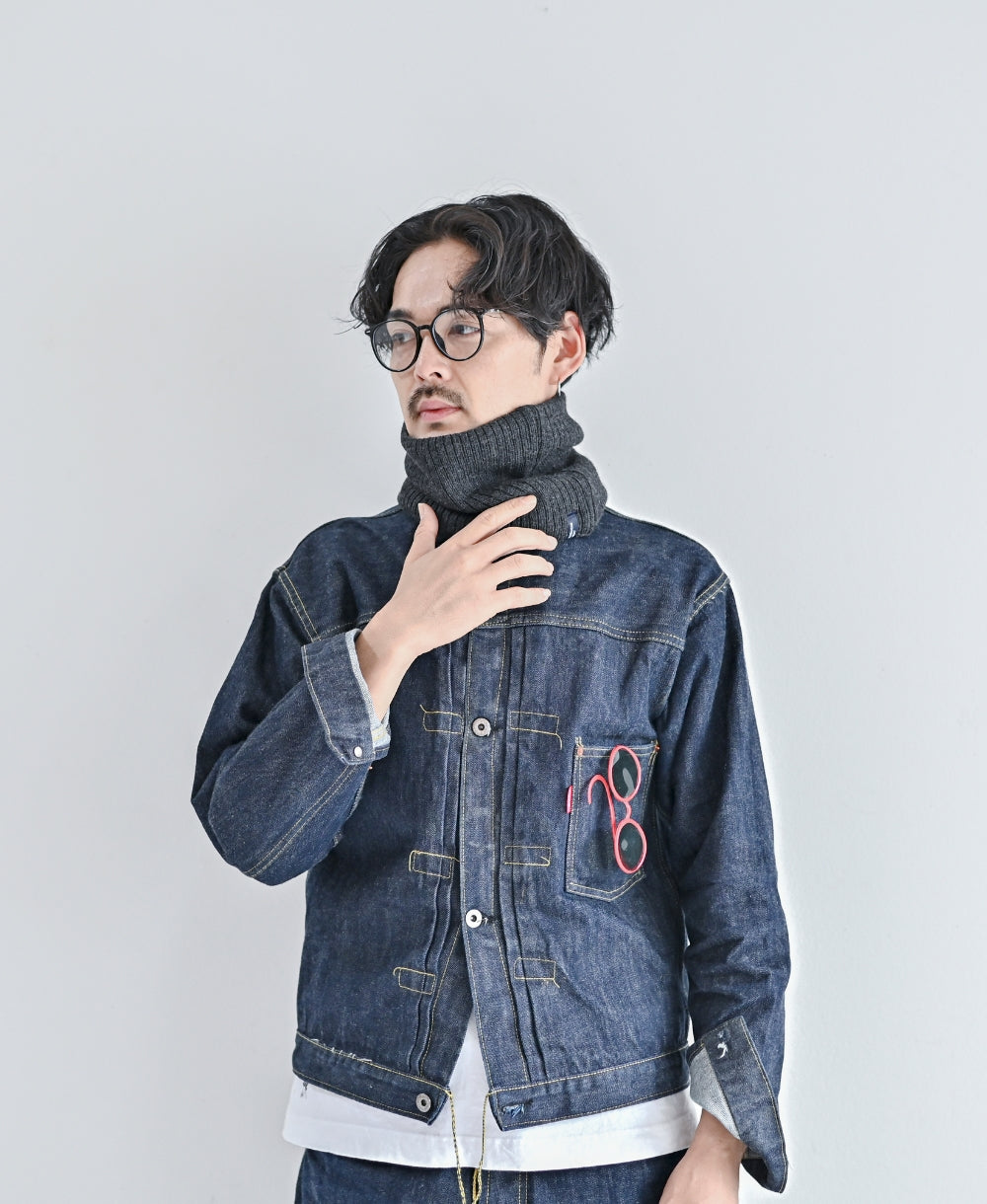 【裏地つき】しっかり厚手のリブ編みネック【フレンチメリノ】