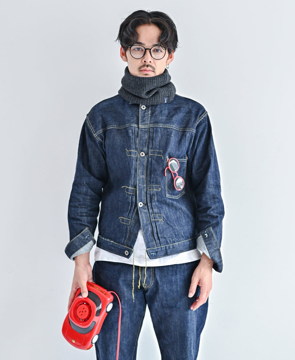 【裏地つき】しっかり厚手のリブ編みネック【フレンチメリノ】